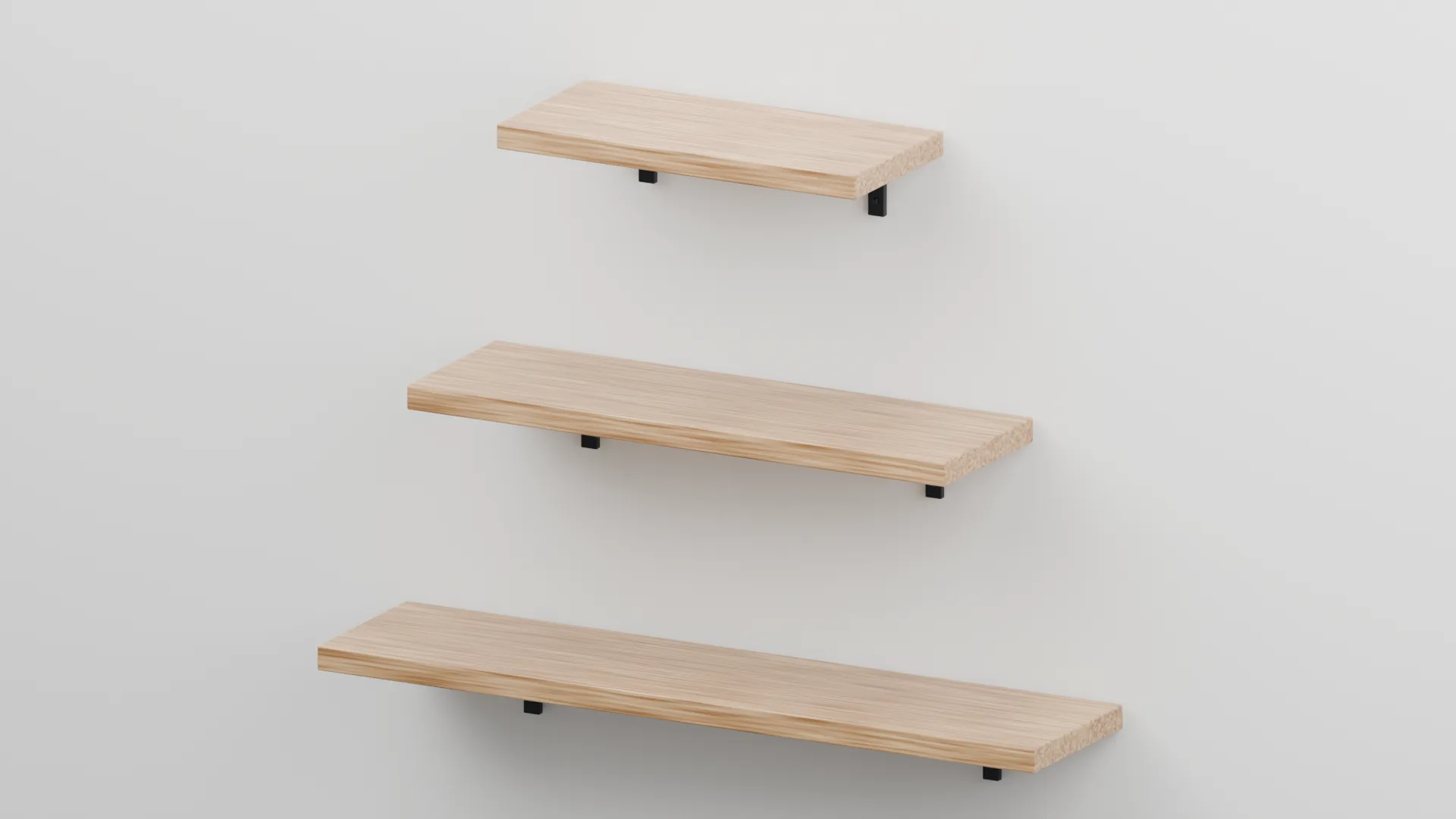 Minimalist Floating Wooden Shelves 3D Model .c4d .max .obj .3ds .fbx .stl .blend 