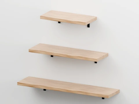 Minimalist Floating Wooden Shelves 3D Model