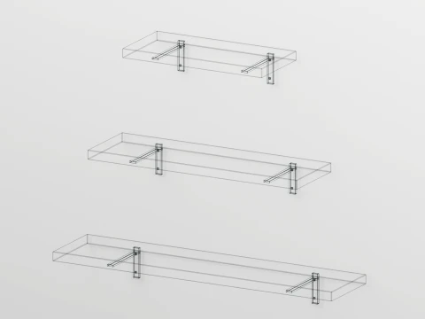 Minimalist Floating Wooden Shelves 3D Model