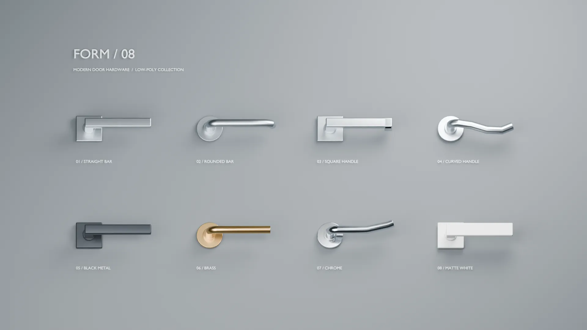 Modern Door Handle Set 3D Model .c4d .max .obj .3ds .fbx .stl .blend 
