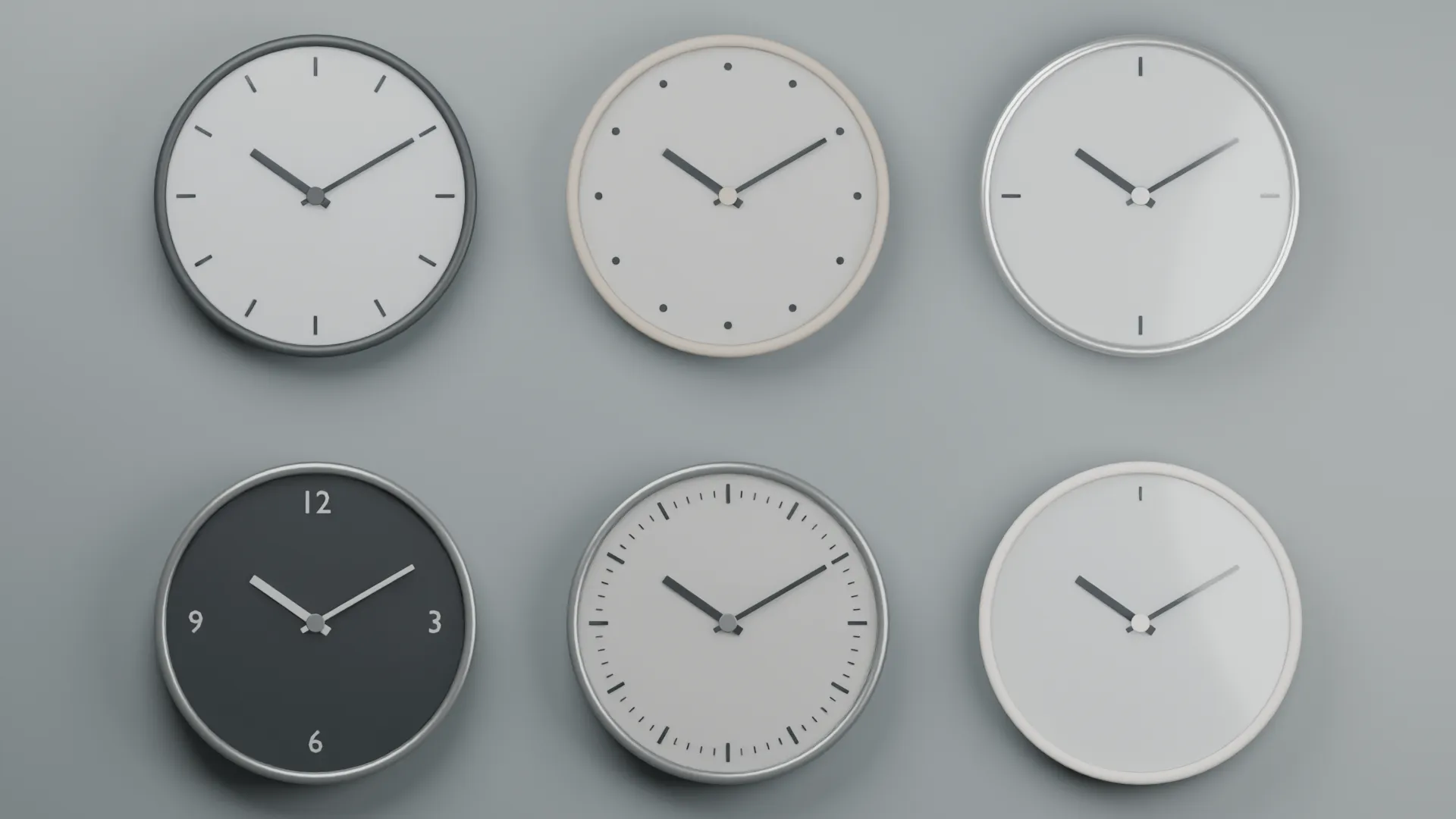 Minimalist Wall Clock Set 3D Model .c4d .max .obj .3ds .fbx .stl .blend 