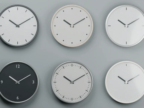 Minimalist Wall Clock Set 3D Model