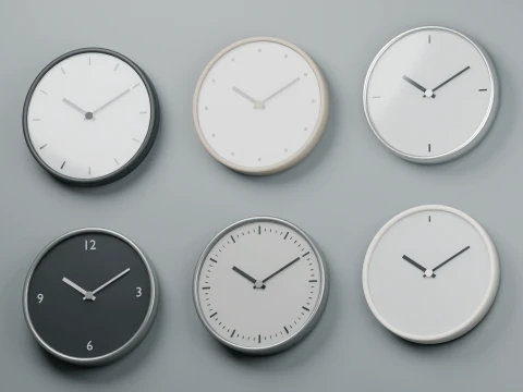 Minimalist Wall Clock Set 3D Model