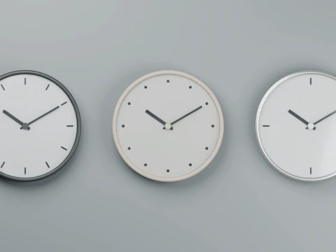 Minimalist Wall Clock Set 3D Model