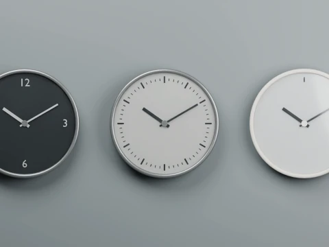 Minimalist Wall Clock Set 3D Model