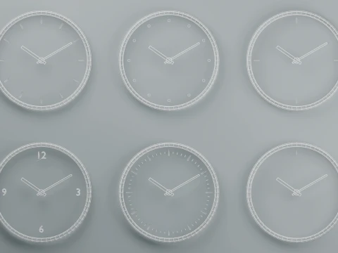 Minimalist Wall Clock Set 3D Model