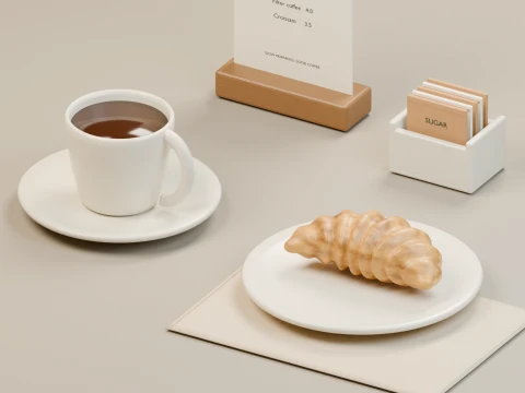 Coffee Shop Table Props Pack 3D Model