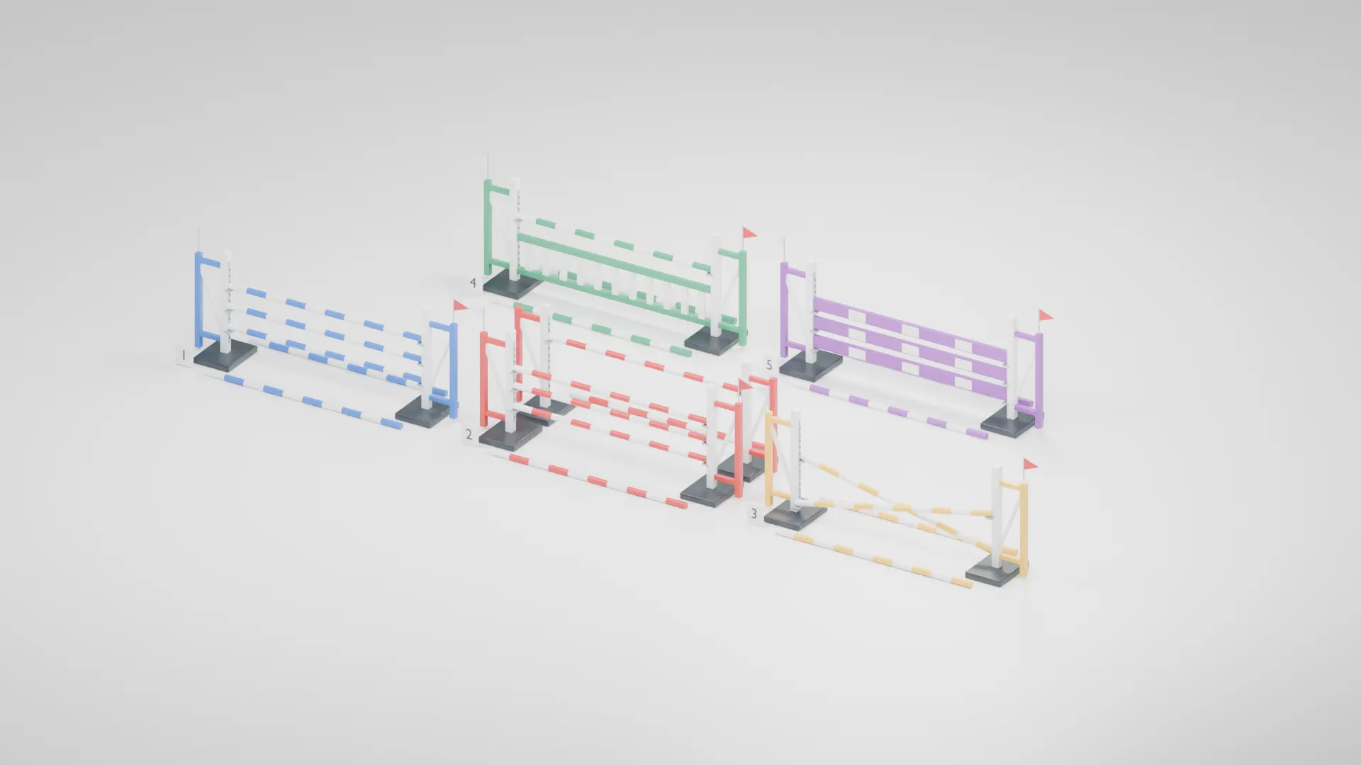 Equestrian Show Jumping Obstacle Set 3D Model .c4d .max .obj .3ds .fbx .stl .blend 