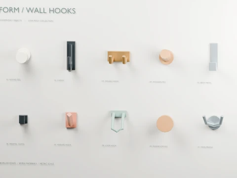 Modern Wall Hooks Pack 3D Model