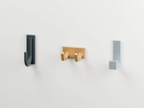 Modern Wall Hooks Pack 3D Model