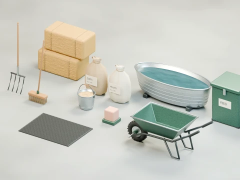 Stable Equipment Props Pack 3D Model