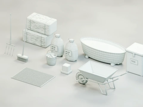 Stable Equipment Props Pack 3D Model