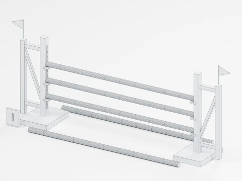 Blue Show Jumping Rail Obstacle 3D Model
