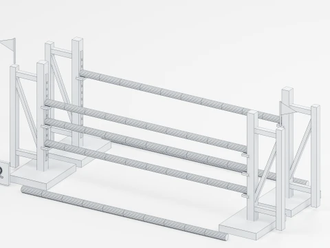 Red And White Oxer Show Jumping Obstacle 3D Model