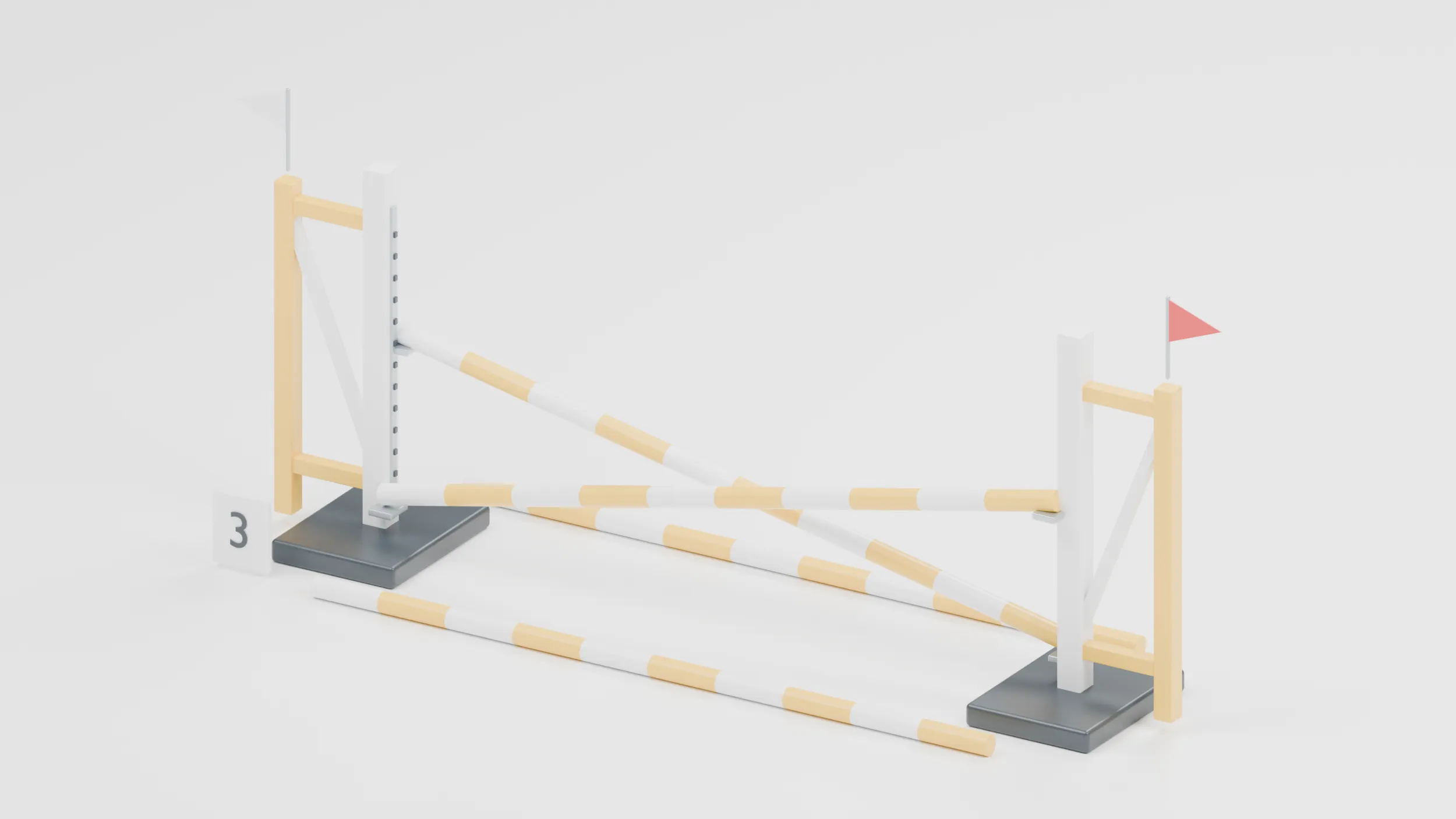 Yellow Cross Rail Show Jumping Obstacle 3D Model .c4d .max .obj .3ds .fbx .stl .blend 
