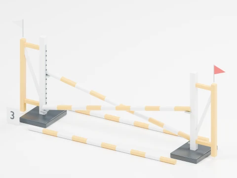 Yellow Cross Rail Show Jumping Obstacle 3D Model