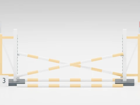 Yellow Cross Rail Show Jumping Obstacle 3D Model