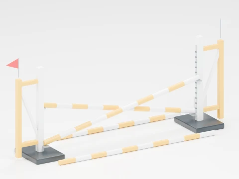 Yellow Cross Rail Show Jumping Obstacle 3D Model
