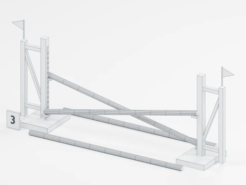 Yellow Cross Rail Show Jumping Obstacle 3D Model