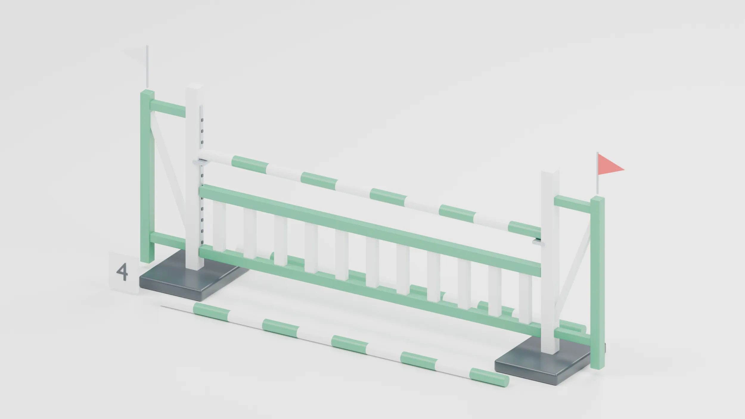 Green Gate Show Jumping Obstacle 3D Model .c4d .max .obj .3ds .fbx .stl .blend 