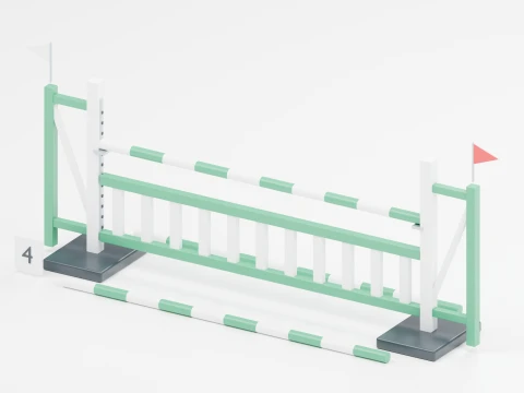 Green Gate Show Jumping Obstacle 3D Model