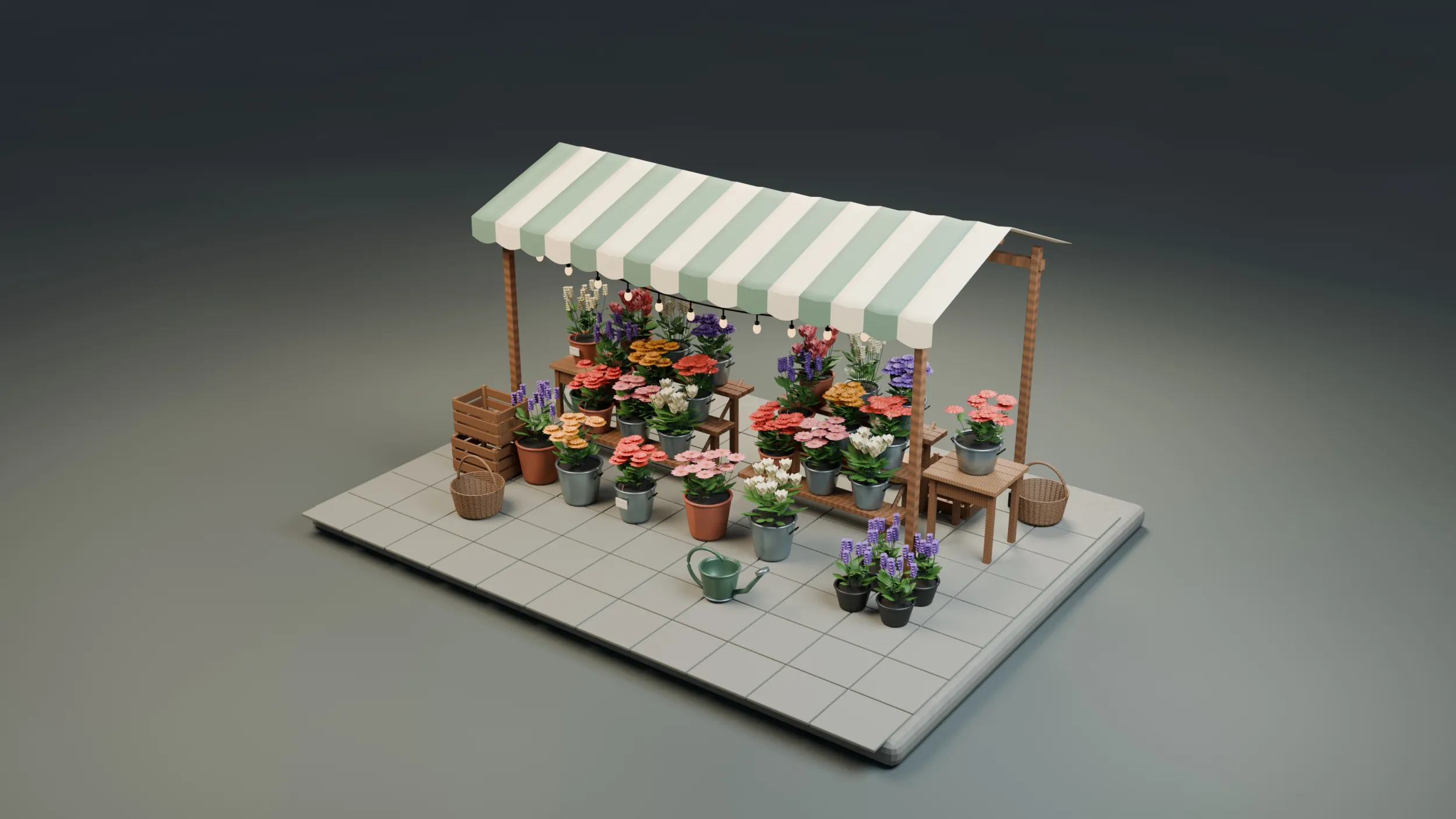 Outdoor Flower Market Pack 3D Modell .c4d .max .obj .3ds .fbx .stl .blend