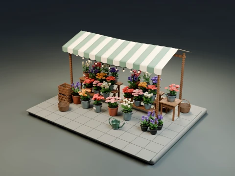 Outdoor Flower Market Pack Modello 3D