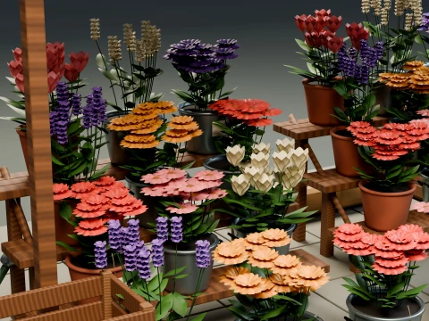 Outdoor Flower Market Pack Modello 3D