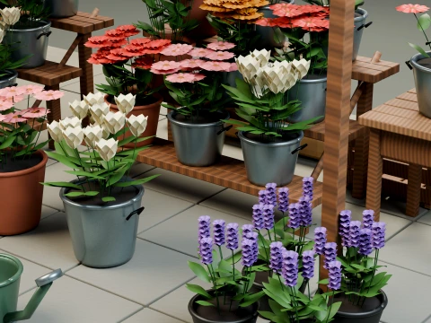 Outdoor Flower Market Pack Modello 3D