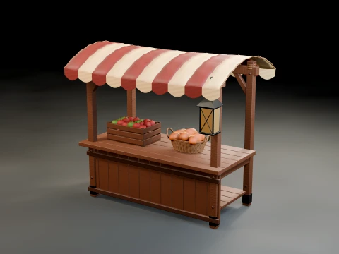 Wooden Farmers Market Stall 3D Modell