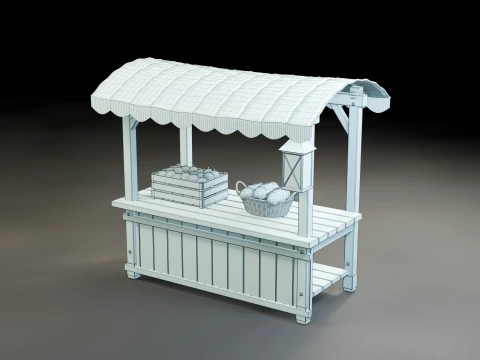 Wooden Farmers Market Stall 3D Model