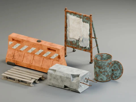 Abandoned Street Props Pack 3D Model