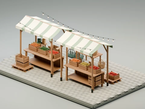 Farmers Market Environment Pack 3D Model