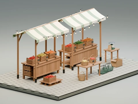 Farmers Market Environment Pack 3D Model