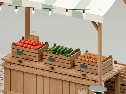 Farmers Market Environment Pack 3D Model