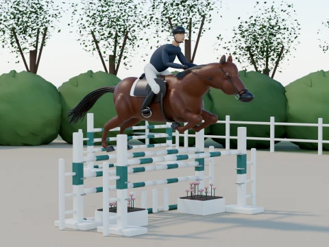Equestrian Riding Arena Scene 3D Model
