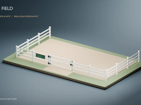 Equestrian Arena Fence and Gate Pack 3D Model