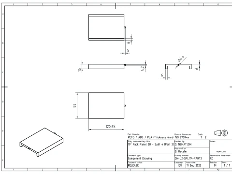 19 inch 2U Blank Server Rack Panel - CNC and 3D Print Ready 3D Print Model