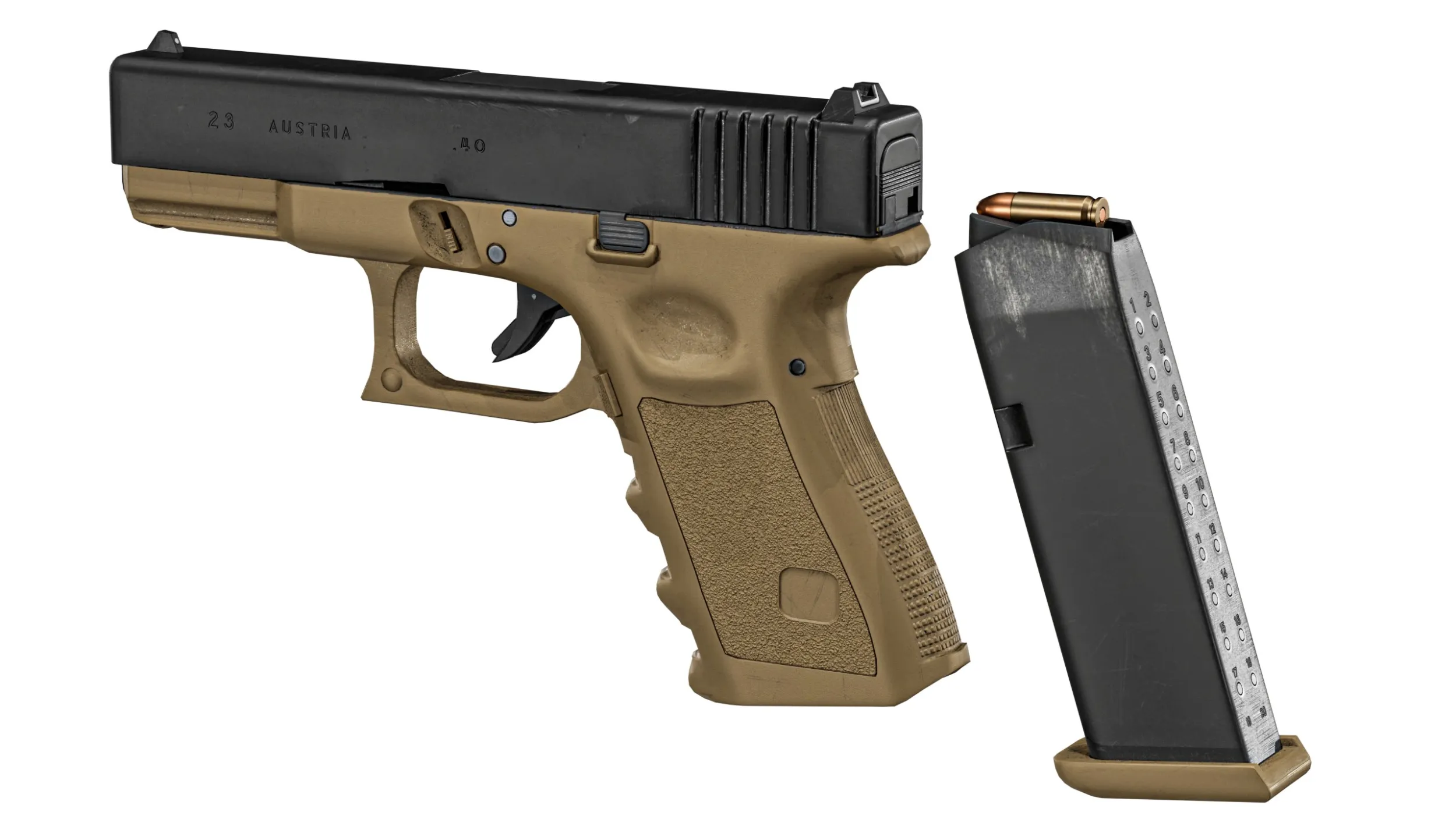 Glock 23 Gen 3 3D Model .c4d .max .obj .3ds .fbx .stl .blend 