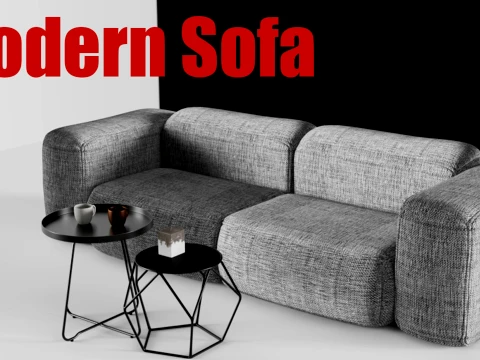 Modern Modular Sofa 3 Seat Sectional Couch 3D Model