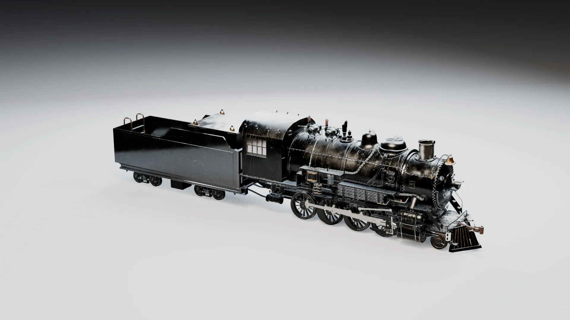 Animated Steam Locomotive and Tender - 2-8-0 Style 3D Model .c4d .max .obj .3ds .fbx .stl .blend 