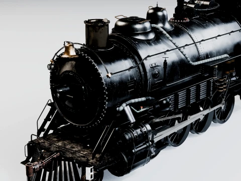 Animated Steam Locomotive and Tender - 2-8-0 Style 3D Model