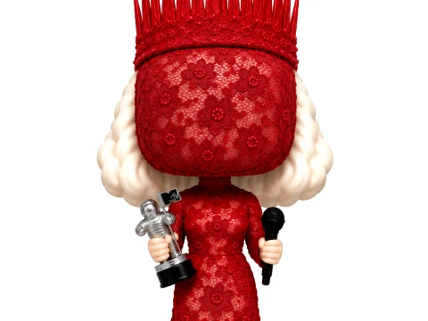 Funko pop lady gaga vestido renda vermelho com premio 3D Model