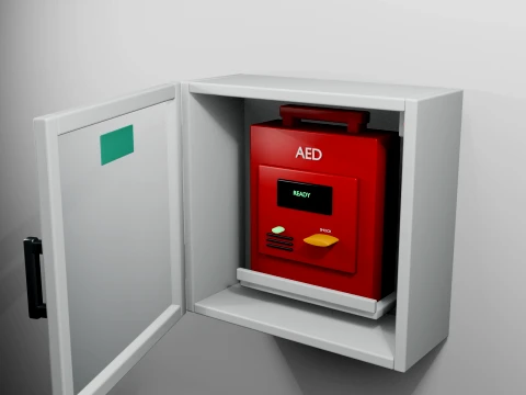 Wall Mounted AED Defibrillator Cabinet 3D Model