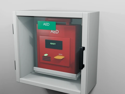 Wall Mounted AED Defibrillator Cabinet 3D Model