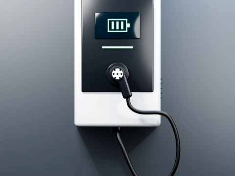 Generic Wall Mounted EV Charger with Cable Low Poly PBR 3D Model