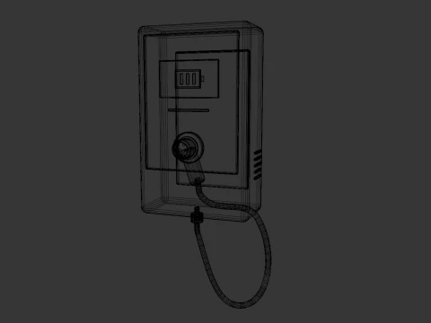 Generic Wall Mounted EV Charger with Cable Low Poly PBR 3D Model