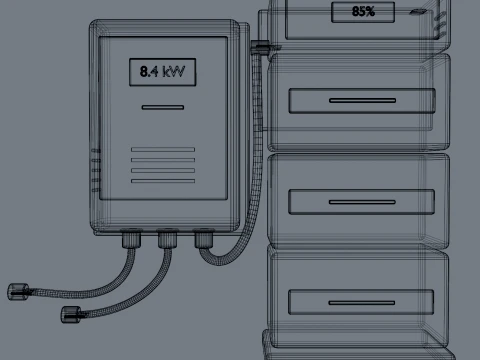 Modular Home Battery Storage System with Solar Inverter PBR 3D Model
