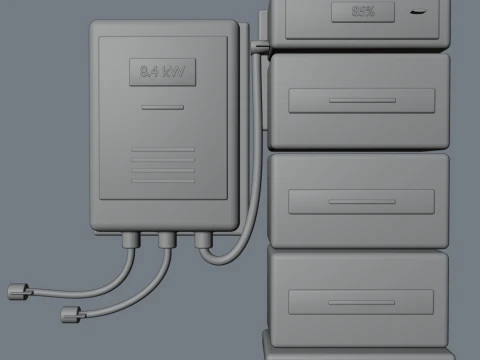 Modular Home Battery Storage System with Solar Inverter PBR 3D Model