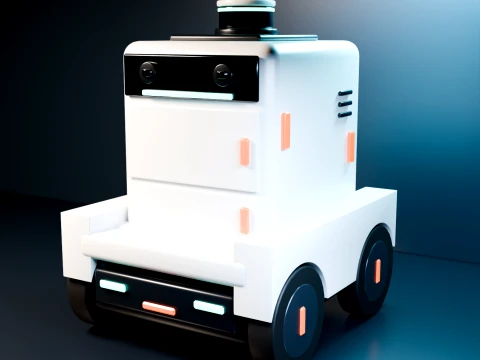 Autonomous Last-Mile Delivery Robot Low Poly PBR 3D Model
